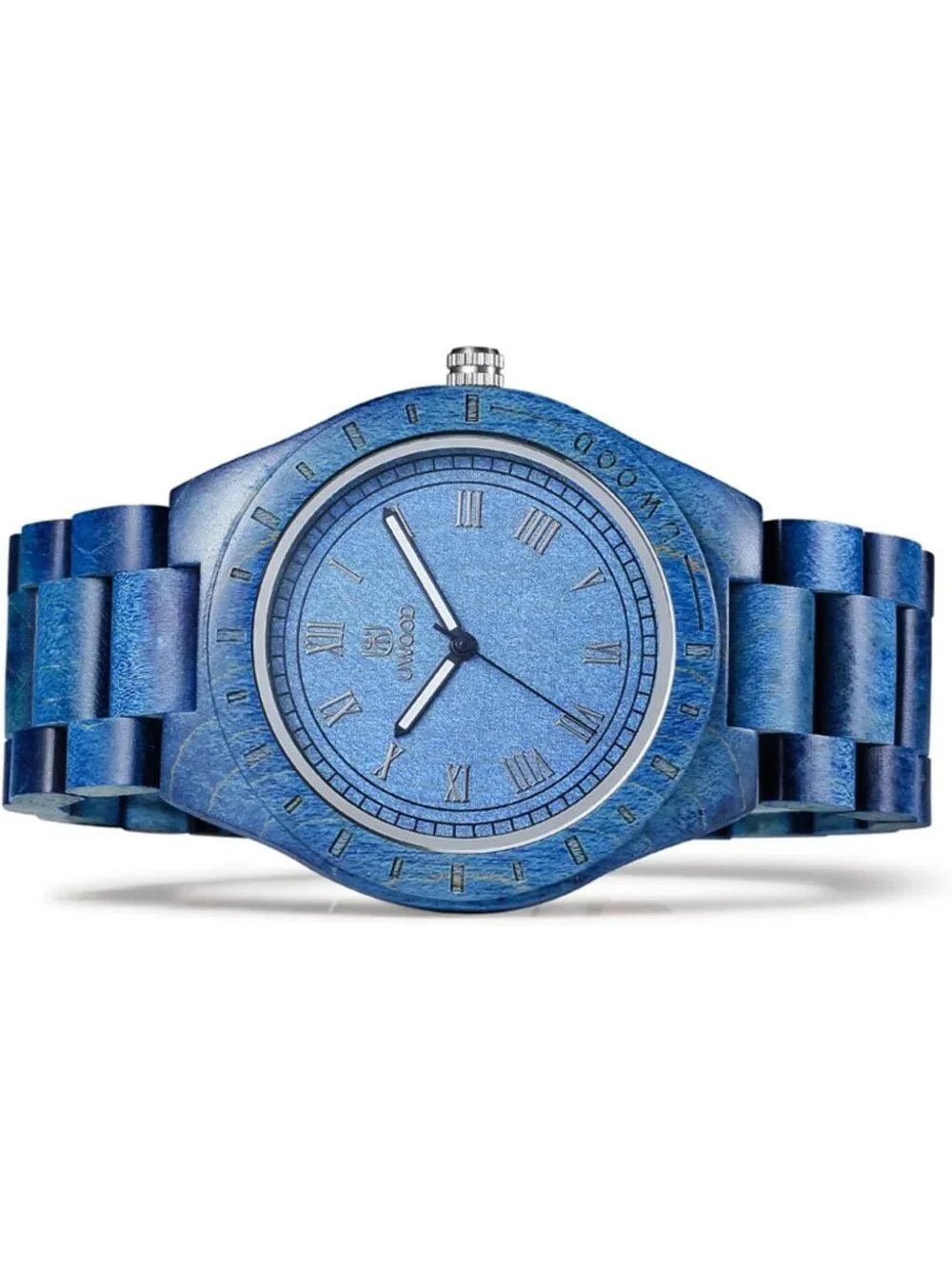 Men's Blue Handmade Sandalwood Uwood Analog Quartz Vintage Unique Wooden Watch